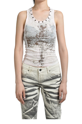 Lace Jersey Vest / Pink