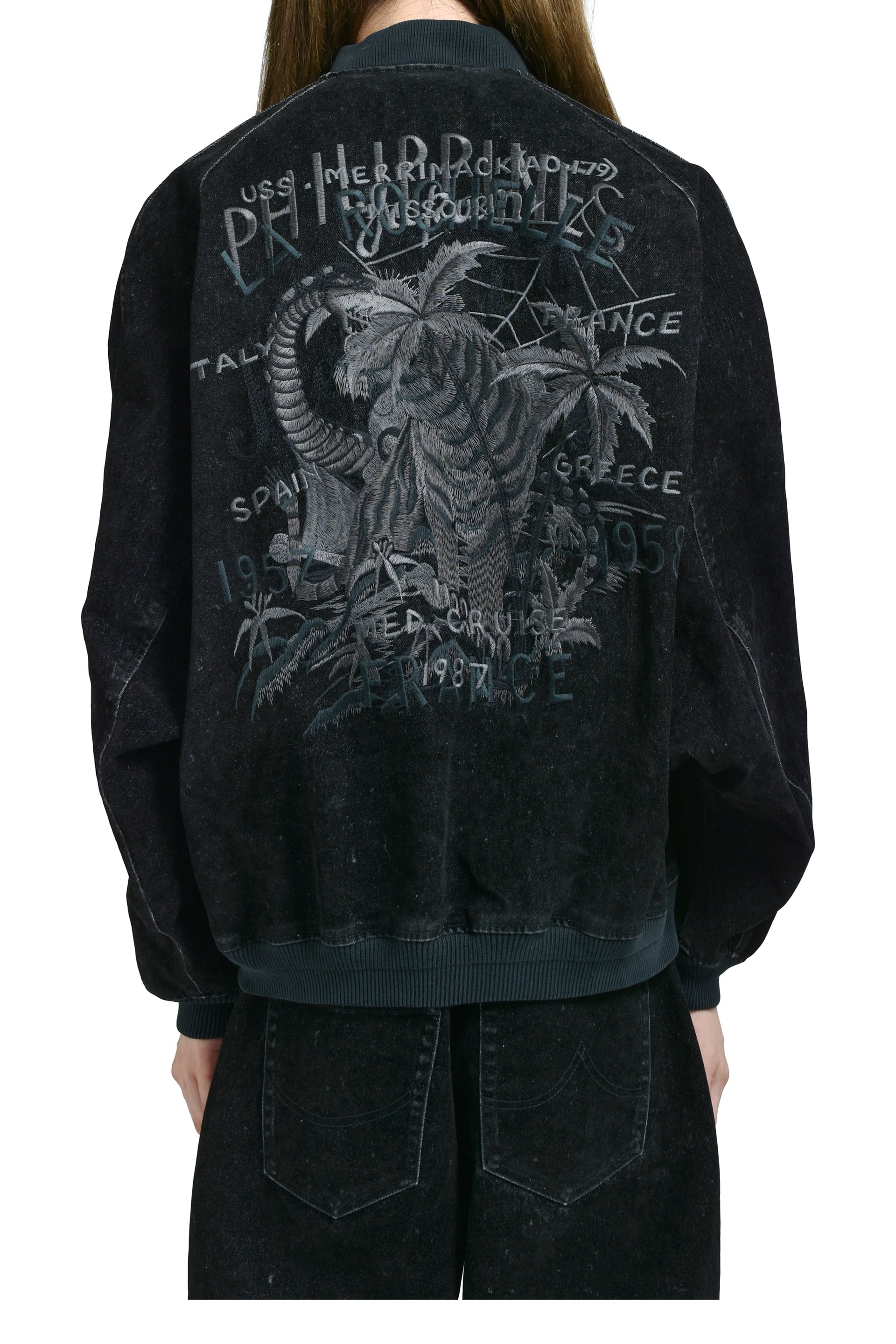 FLOCKED DEINM SOUVENIR JACKET / BLK