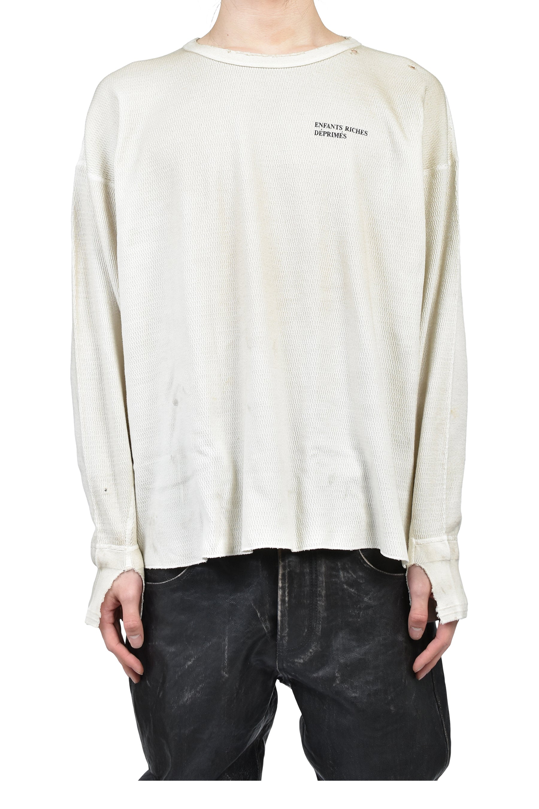CLASSIC LOGO DISTRESSED THERMAL LS / DIRT WHT