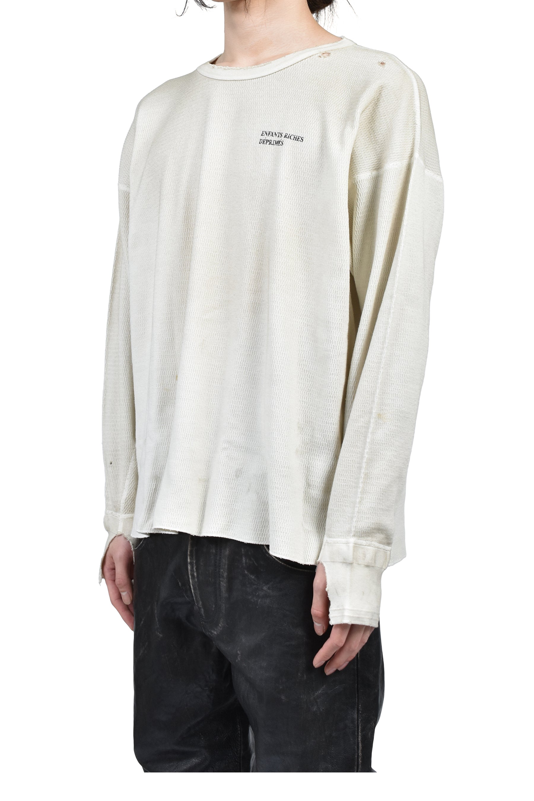 CLASSIC LOGO DISTRESSED THERMAL LS / DIRT WHT