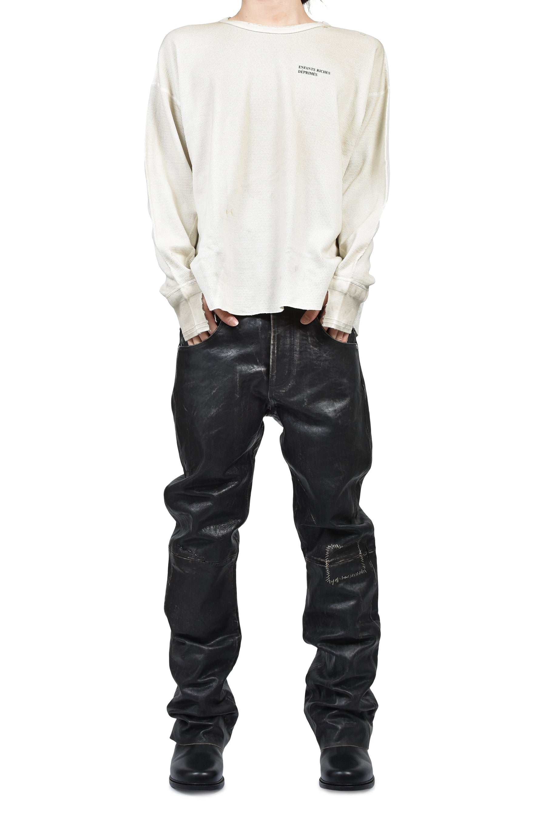 CLASSIC LOGO DISTRESSED THERMAL LS / DIRT WHT