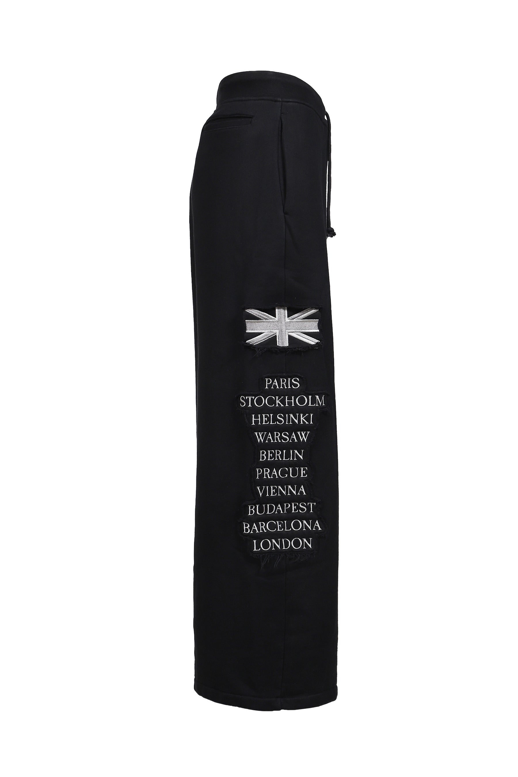 EURO TRIPPED PATCHED LOUNGE PANTS / BLK