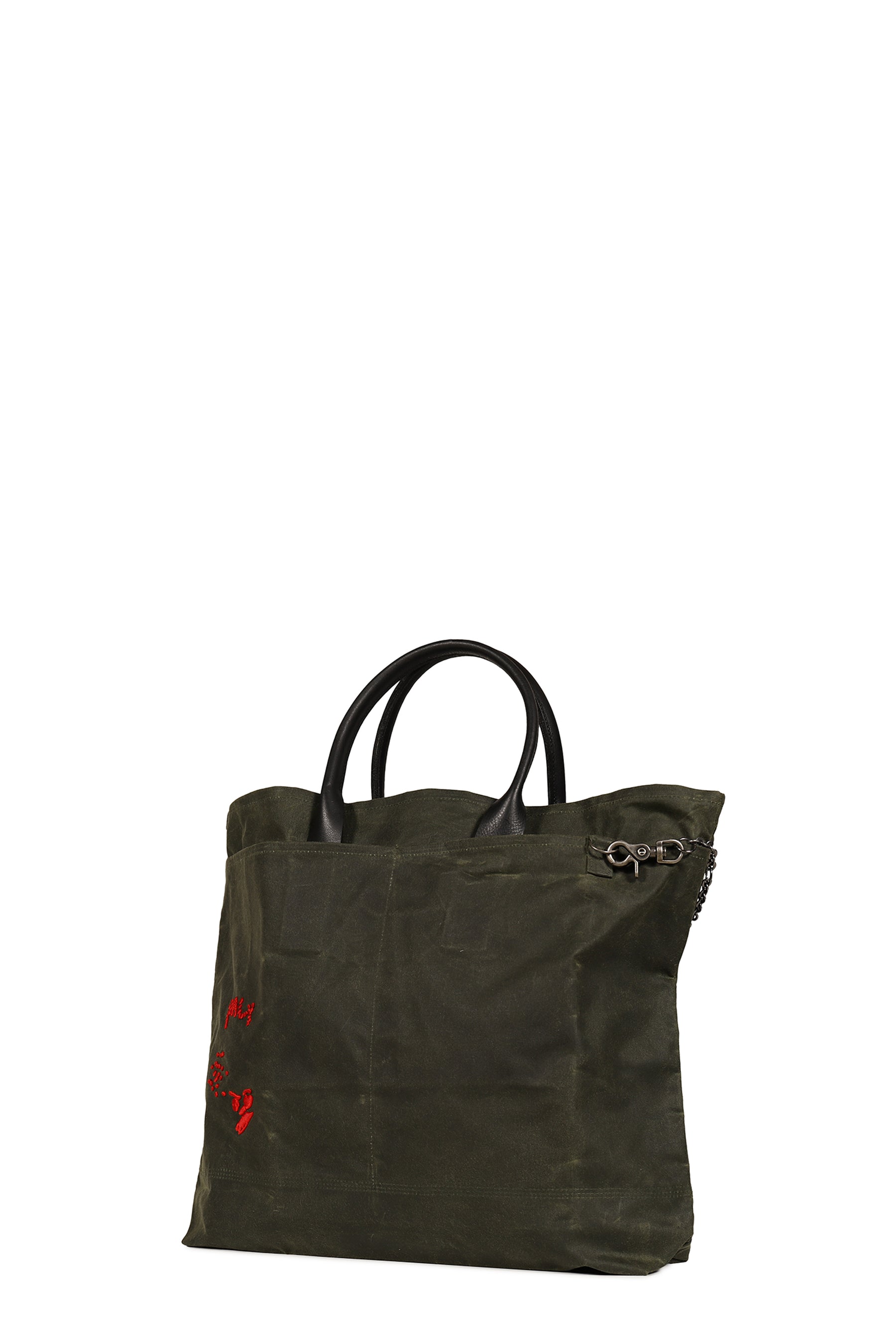 U BROKE ME WAXED CANVAS TOTE BAG / GRN