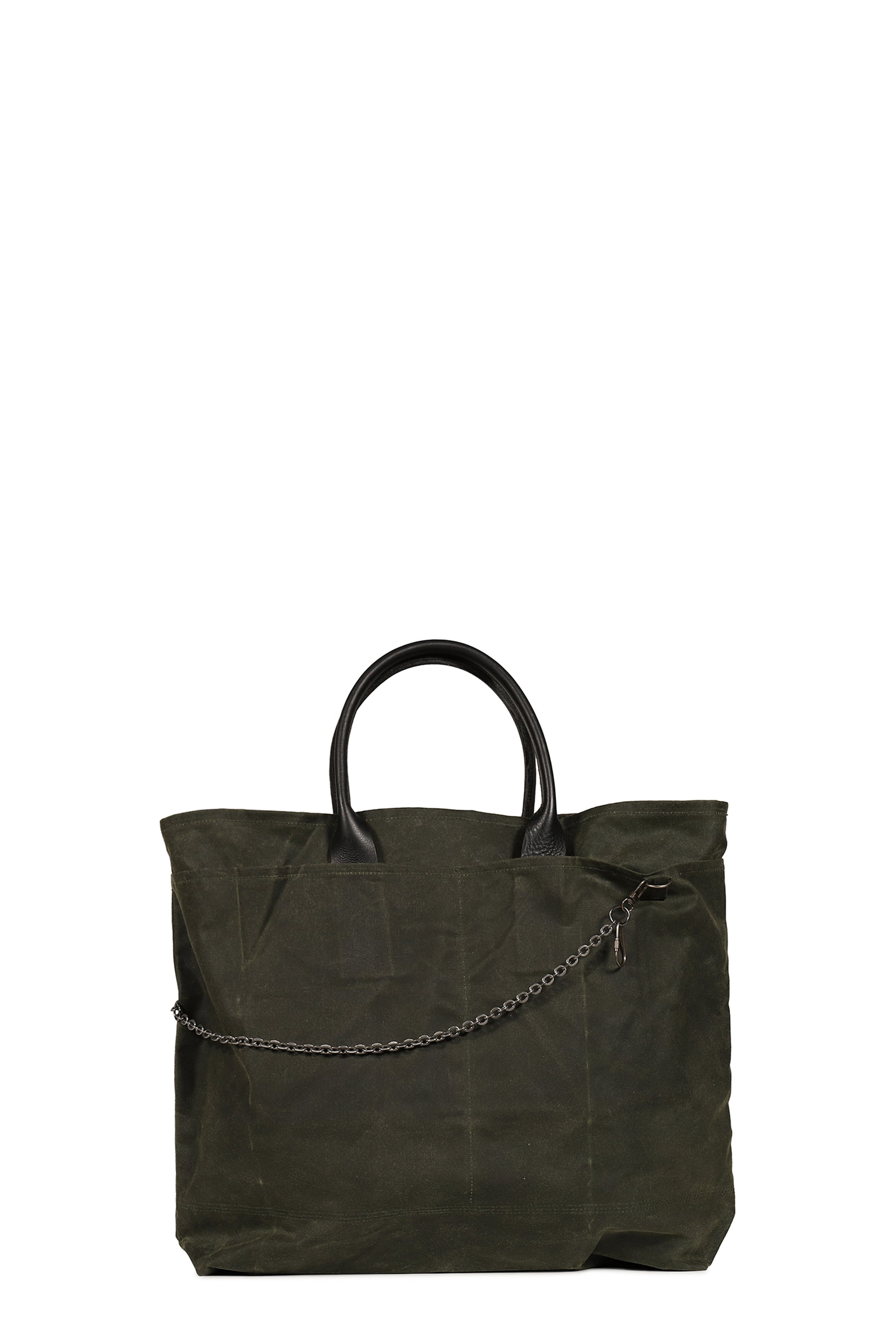 U BROKE ME WAXED CANVAS TOTE BAG / GRN