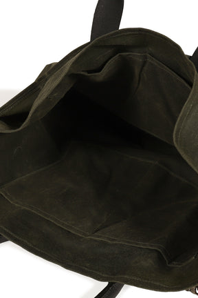 U BROKE ME WAXED CANVAS TOTE BAG / GRN