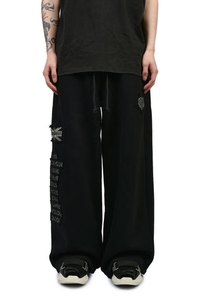 EURO TRIPPED PATCHED LOUNGE PANTS / BLK