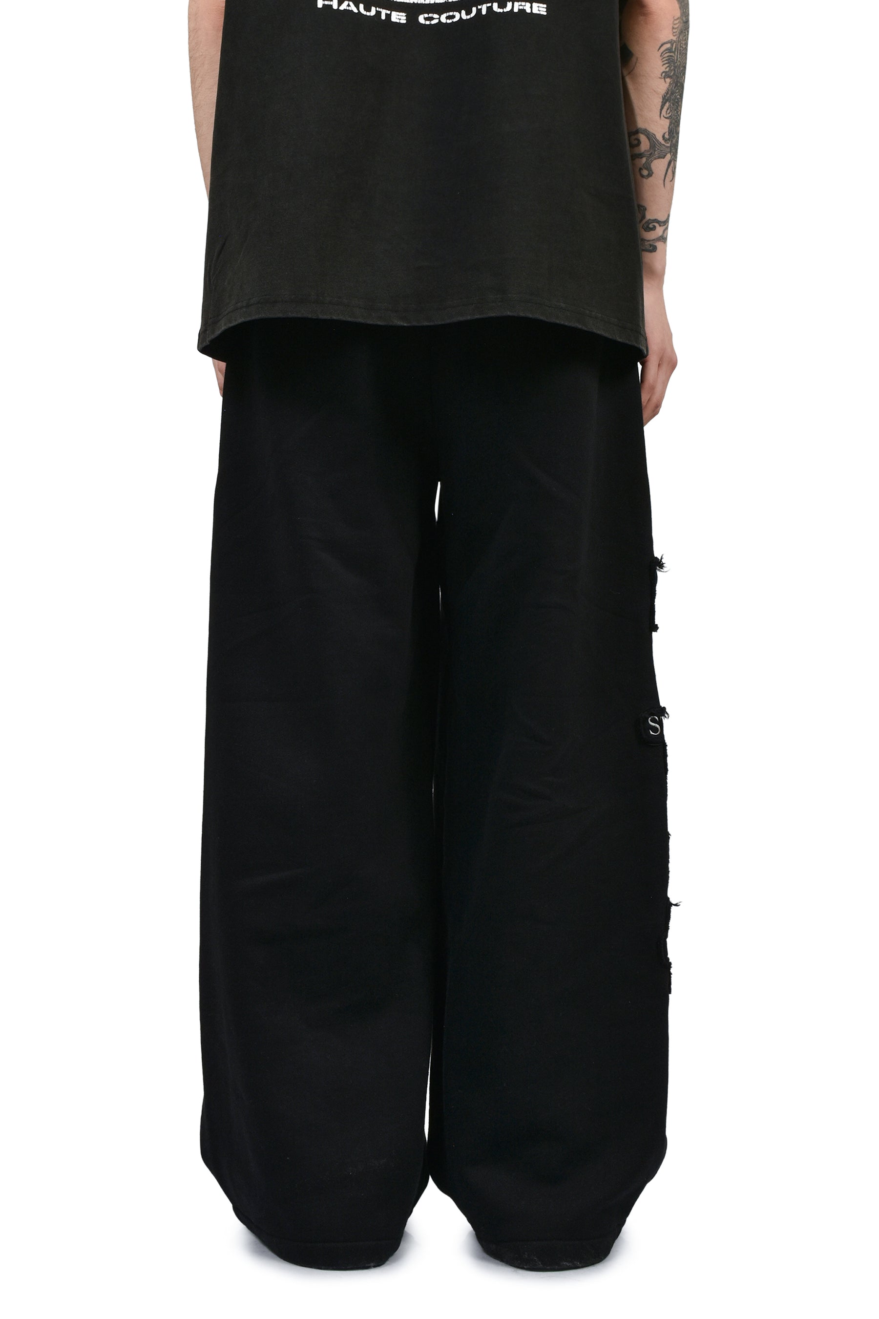 EURO TRIPPED PATCHED LOUNGE PANTS / BLK