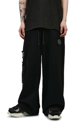 EURO TRIPPED PATCHED LOUNGE PANTS / BLK