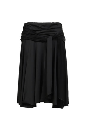 DRAPED WAVE SKIRT / BLK