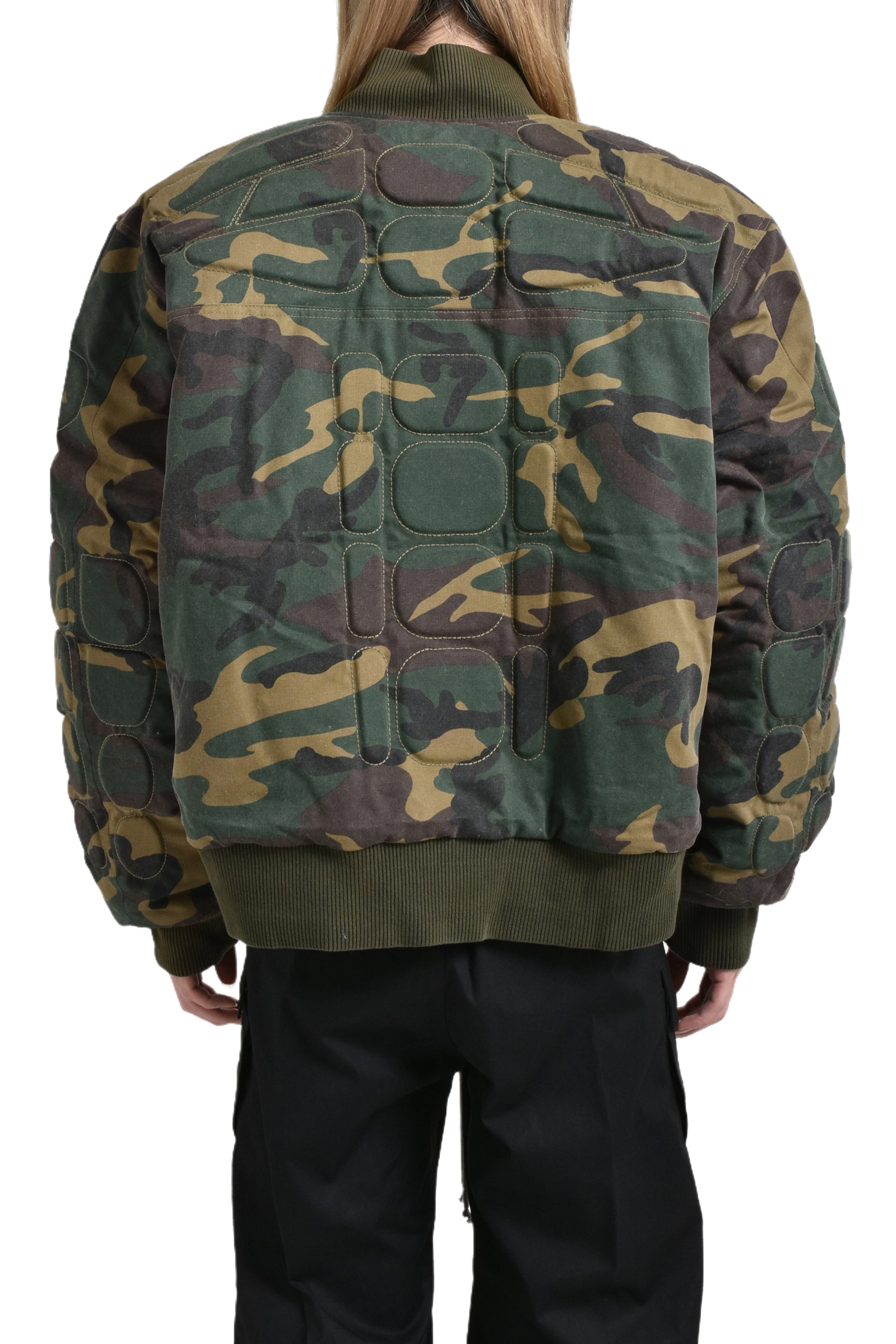 SATOSHI NAKAMOTO FW24 CAMO MA-1 MOTO JACKET / CAMO - NUBIAN