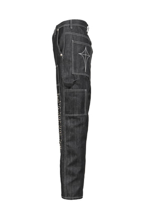 ANGELS STUDDED WORK PANTS / BLK 