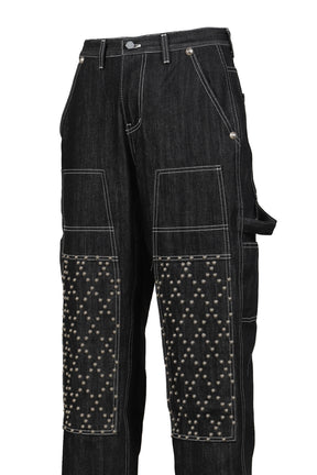 ANGELS STUDDED WORK PANTS / BLK 