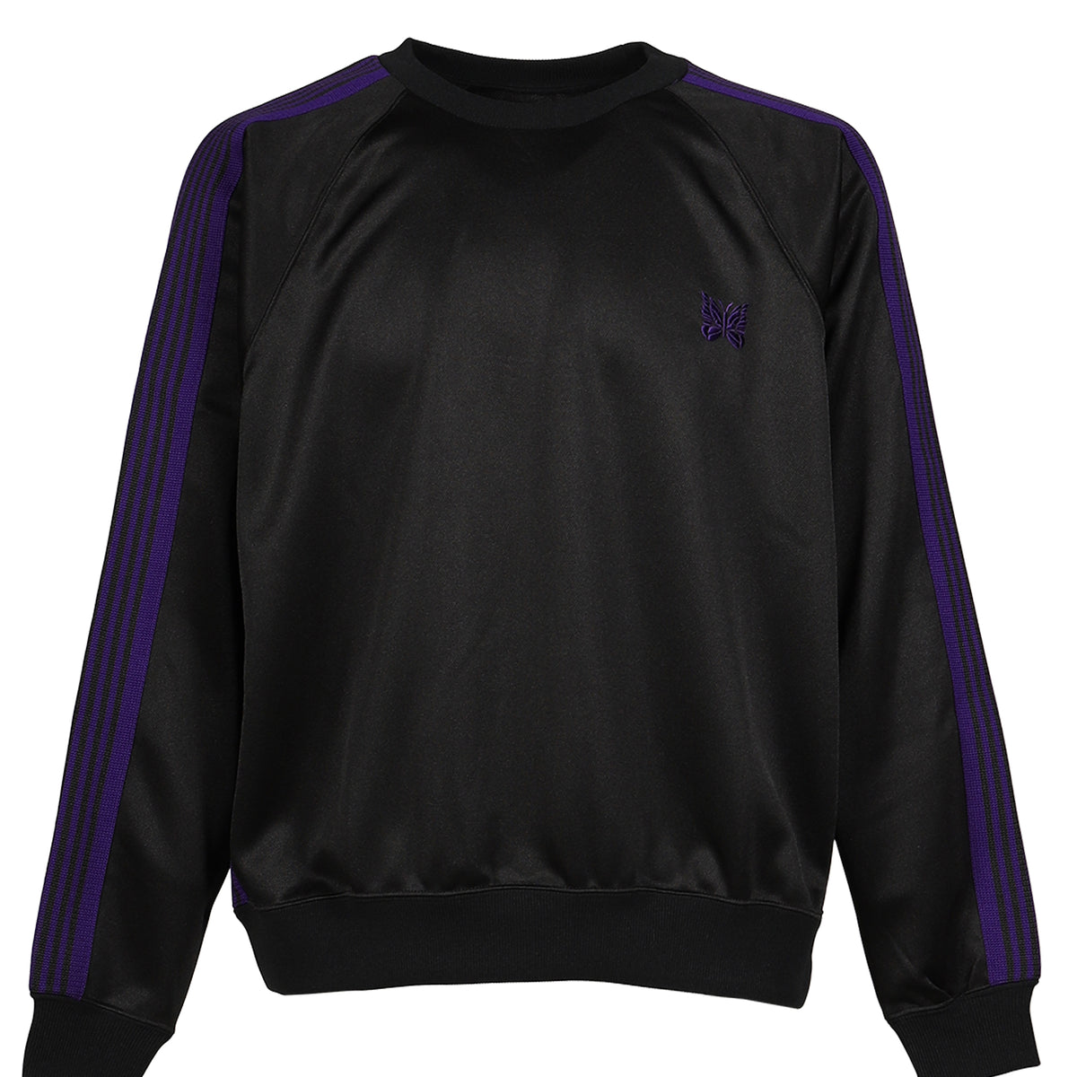 Needles トラッククルーネックシャツ ブラック パープル M Needles ニードルス FW26 TRACK CREW NECK SHIRT - POLY SMOOTH / BLK