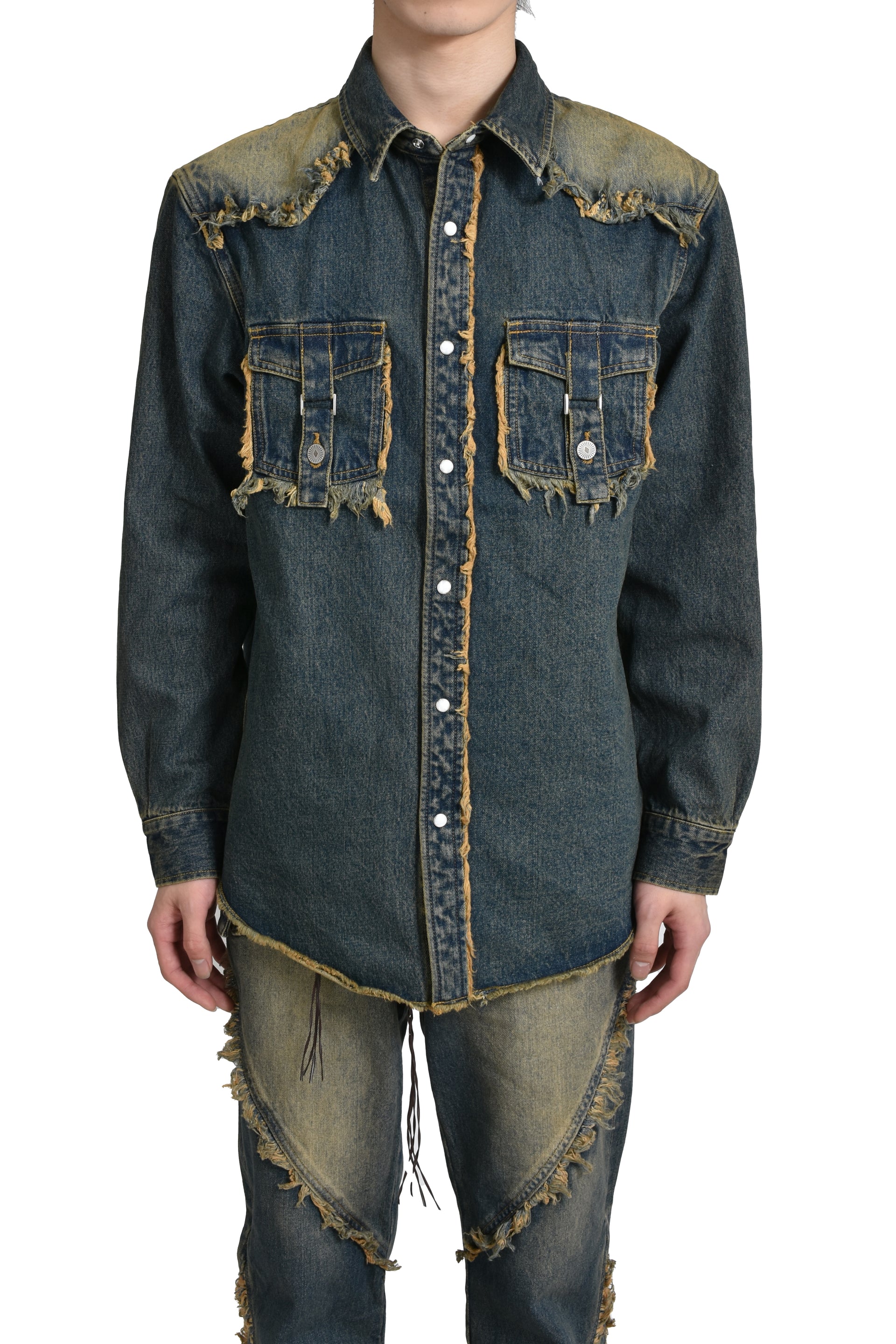 JUN/NAKAYAMA FRINGE DENIM SHIRTS / IND