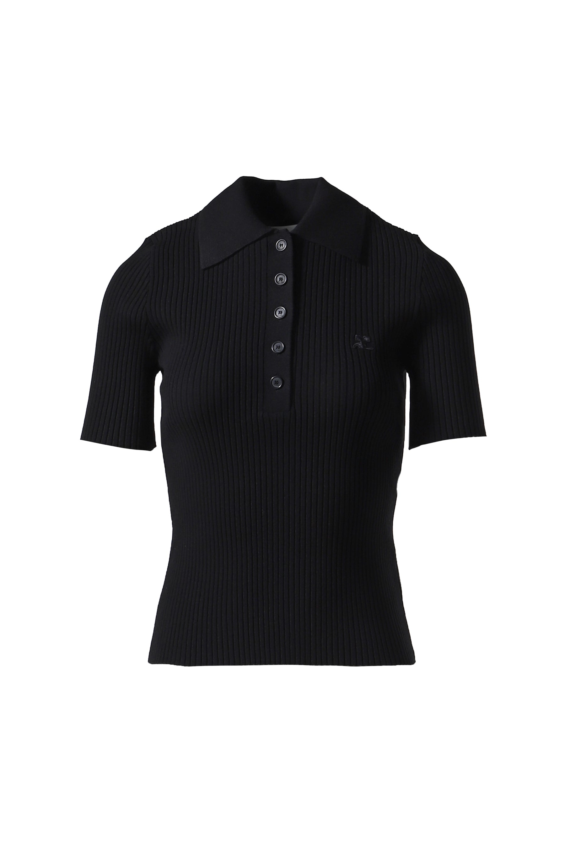 RIB KNIT POLO / BLK