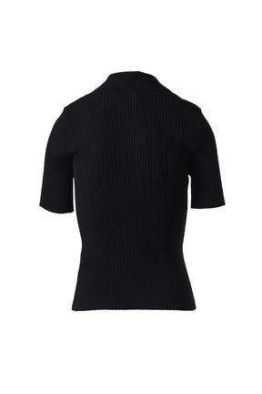 RIB KNIT POLO / BLK