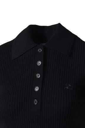 RIB KNIT POLO / BLK