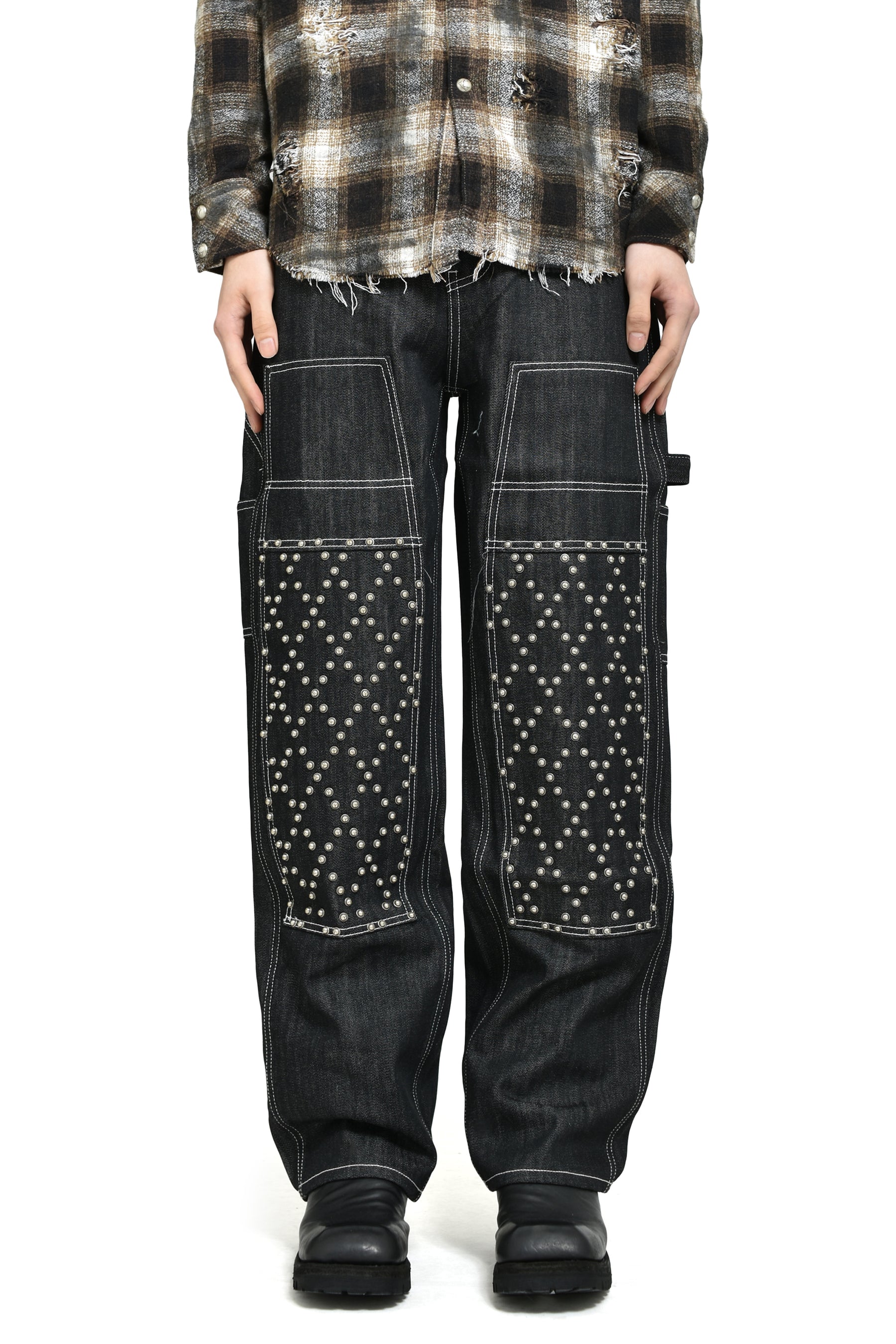 Thug Club サグクラブ FW25 ANGELS STUDDED WORK PANTS / BLK