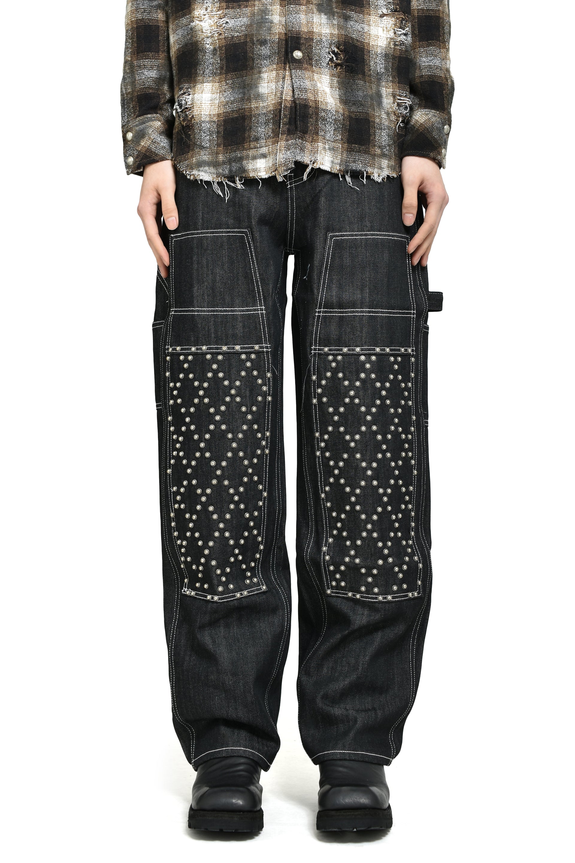 ANGELS STUDDED WORK PANTS / BLK