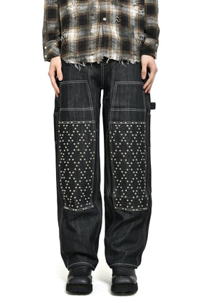 ANGELS STUDDED WORK PANTS / BLK 