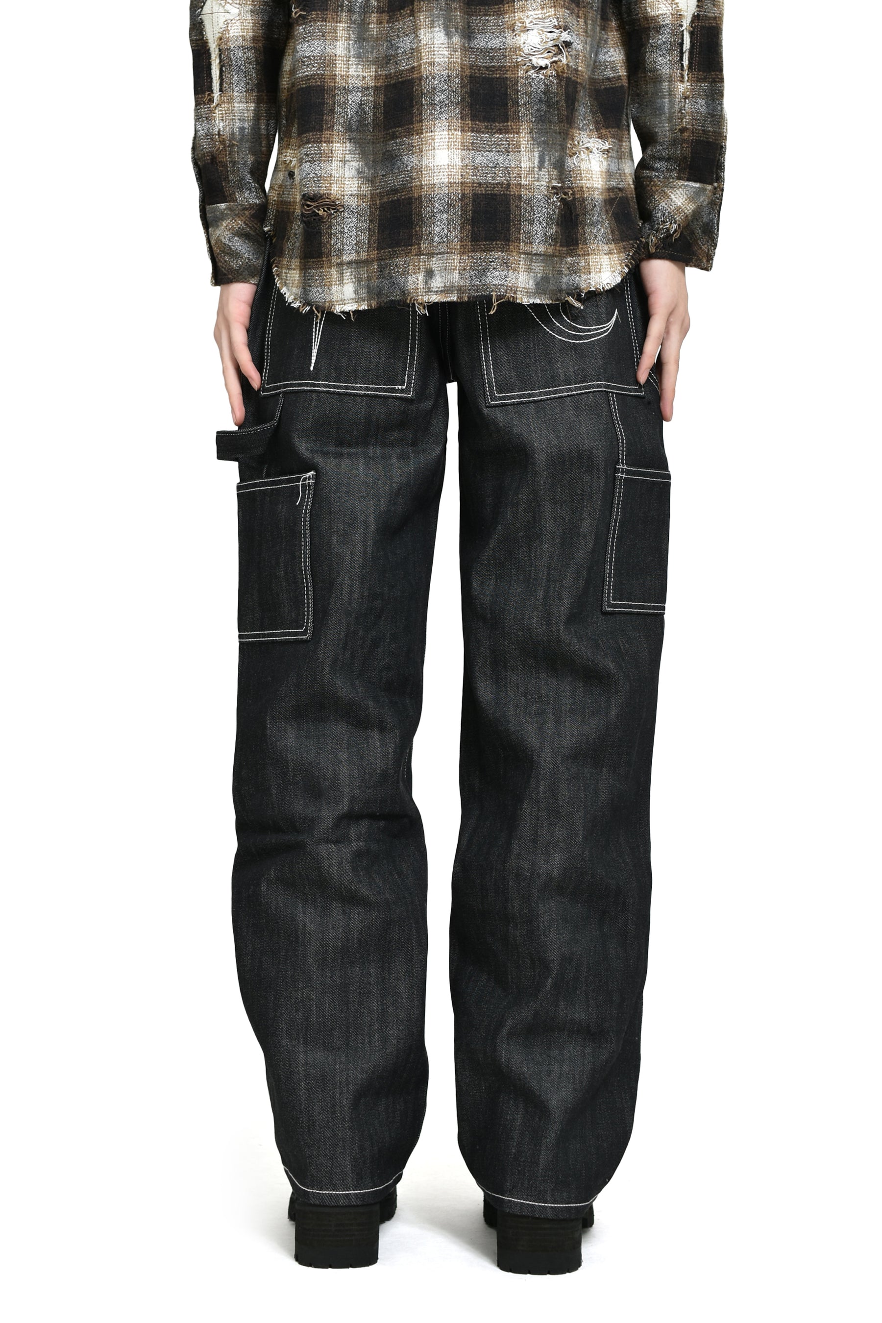 ANGELS STUDDED WORK PANTS / BLK 