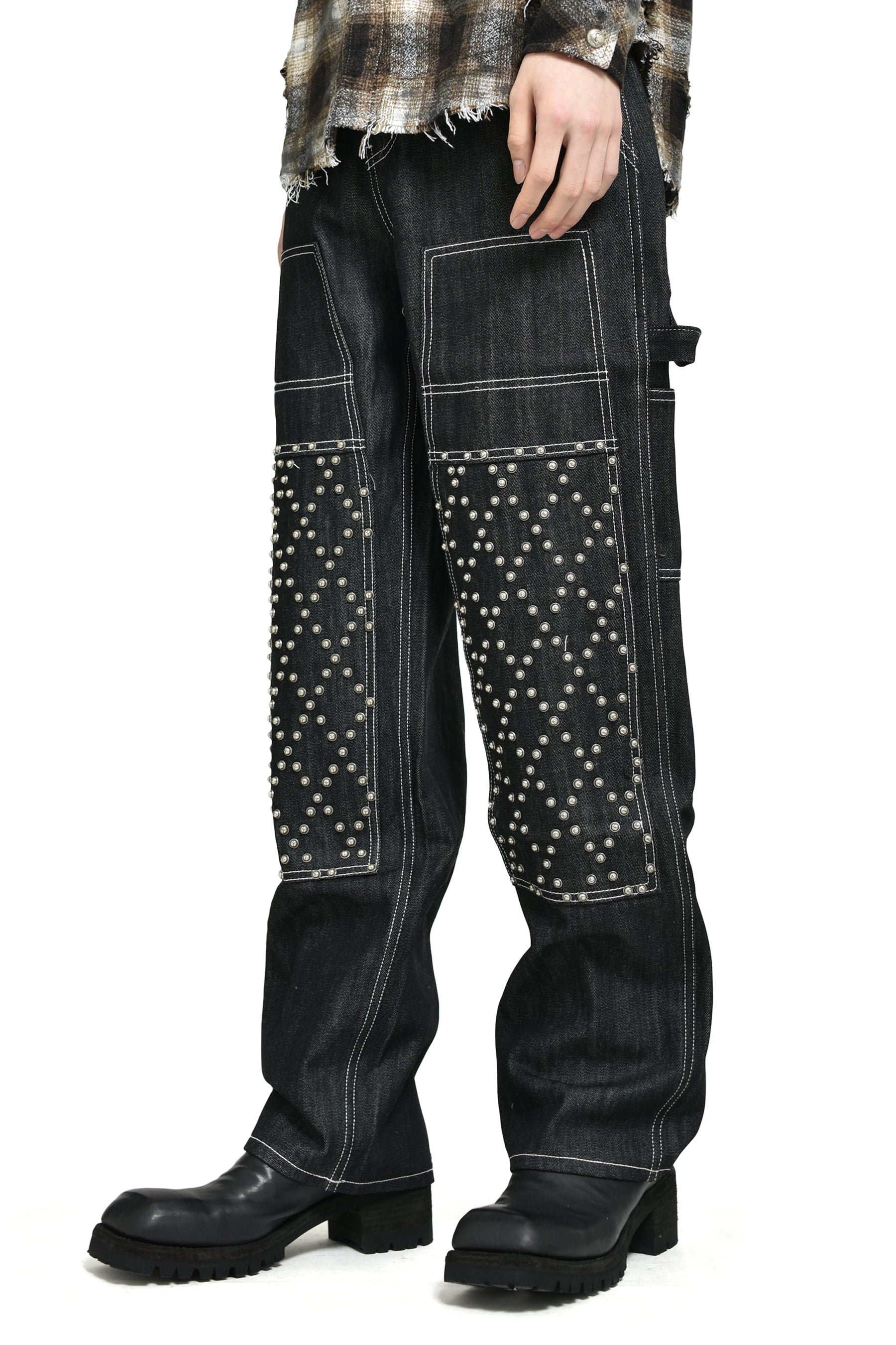 ANGELS STUDDED WORK PANTS / BLK 