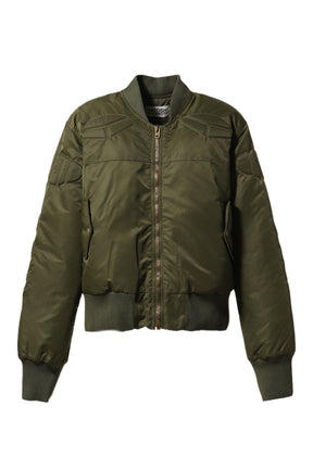 SATIN MA-1 MOTO JACKET / GRN