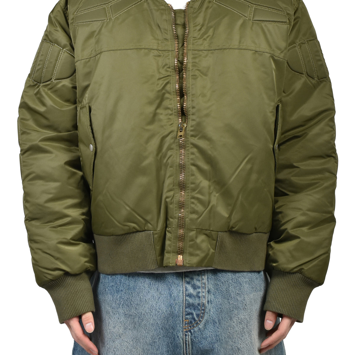 SATOSHI NAKAMOTO サトシ ナカモト FW24 SATIN MA-1 MOTO JACKET / GRN