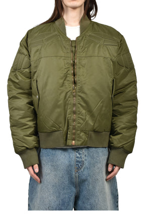 SATOSHI NAKAMOTO SATIN MA-1 MOTO JACKET / GRN