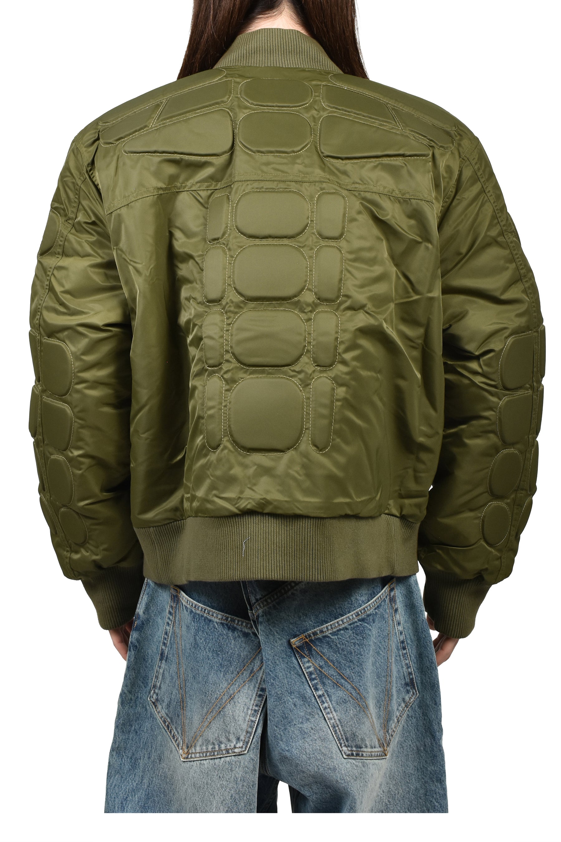 SATOSHI NAKAMOTO SATIN MA-1 MOTO JACKET / GRN