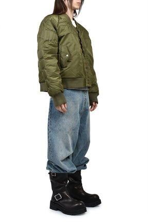 SATOSHI NAKAMOTO SATIN MA-1 MOTO JACKET / GRN