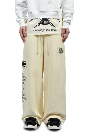 EURO TRIPPED PATCHED LOUNGE PANTS / O.WHT