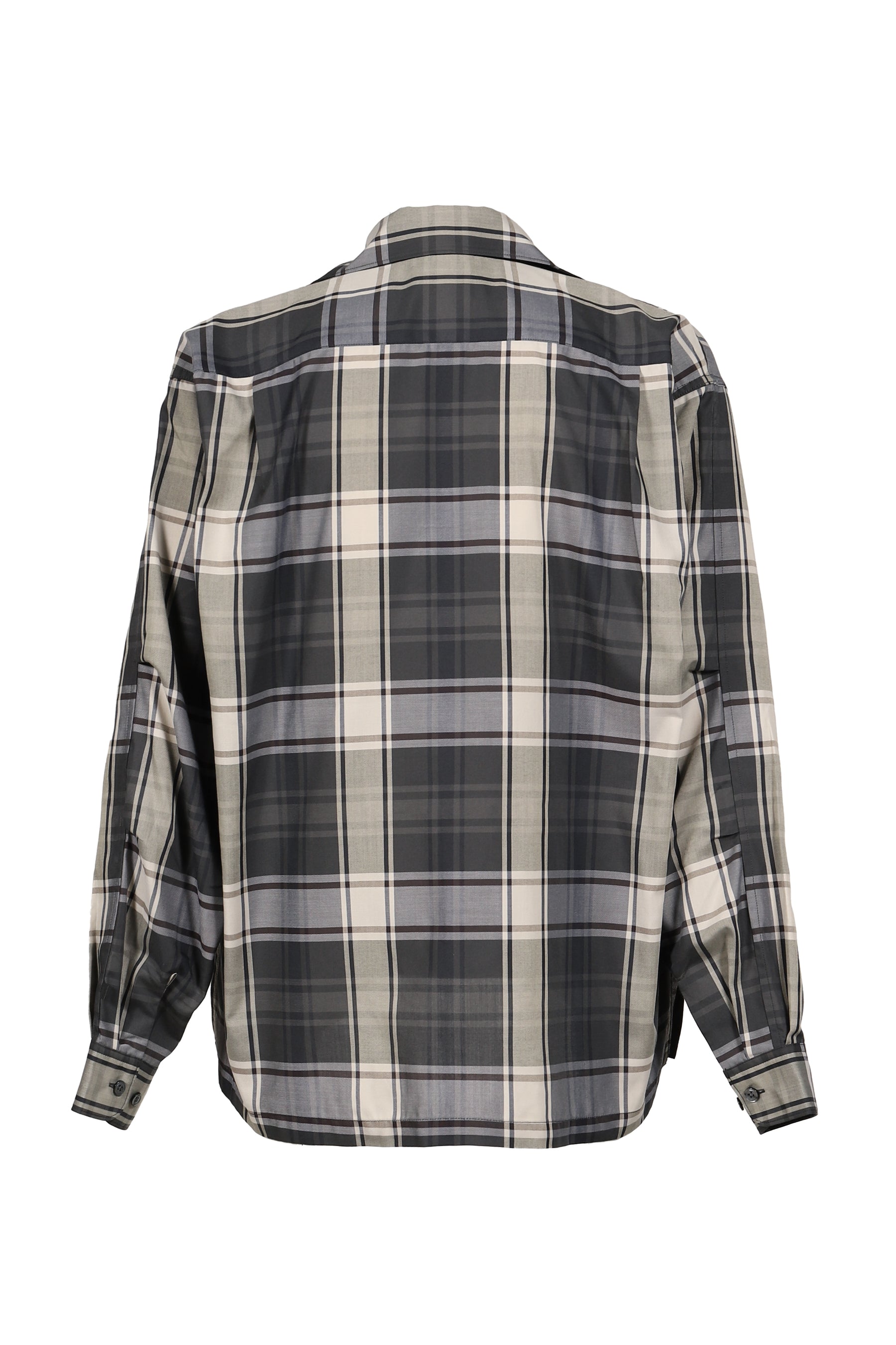 TECH SPORTS OPEN COLLAR SHIRT L/S BIG TARTAN / BLK