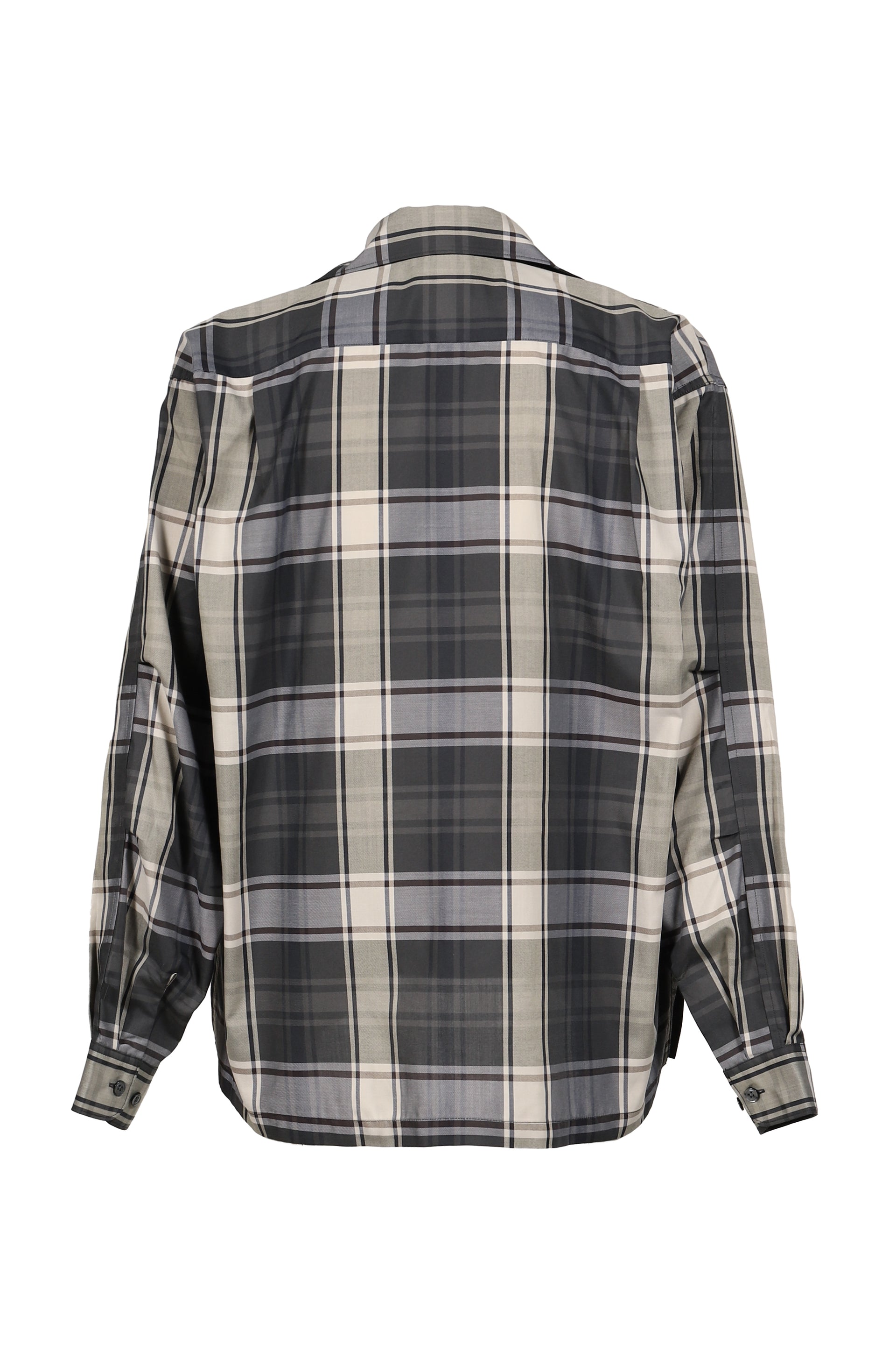 TECH SPORTS OPEN COLLAR SHIRT L/S BIG TARTAN / BLK