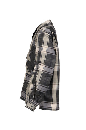 TECH SPORTS OPEN COLLAR SHIRT L/S BIG TARTAN / BLK