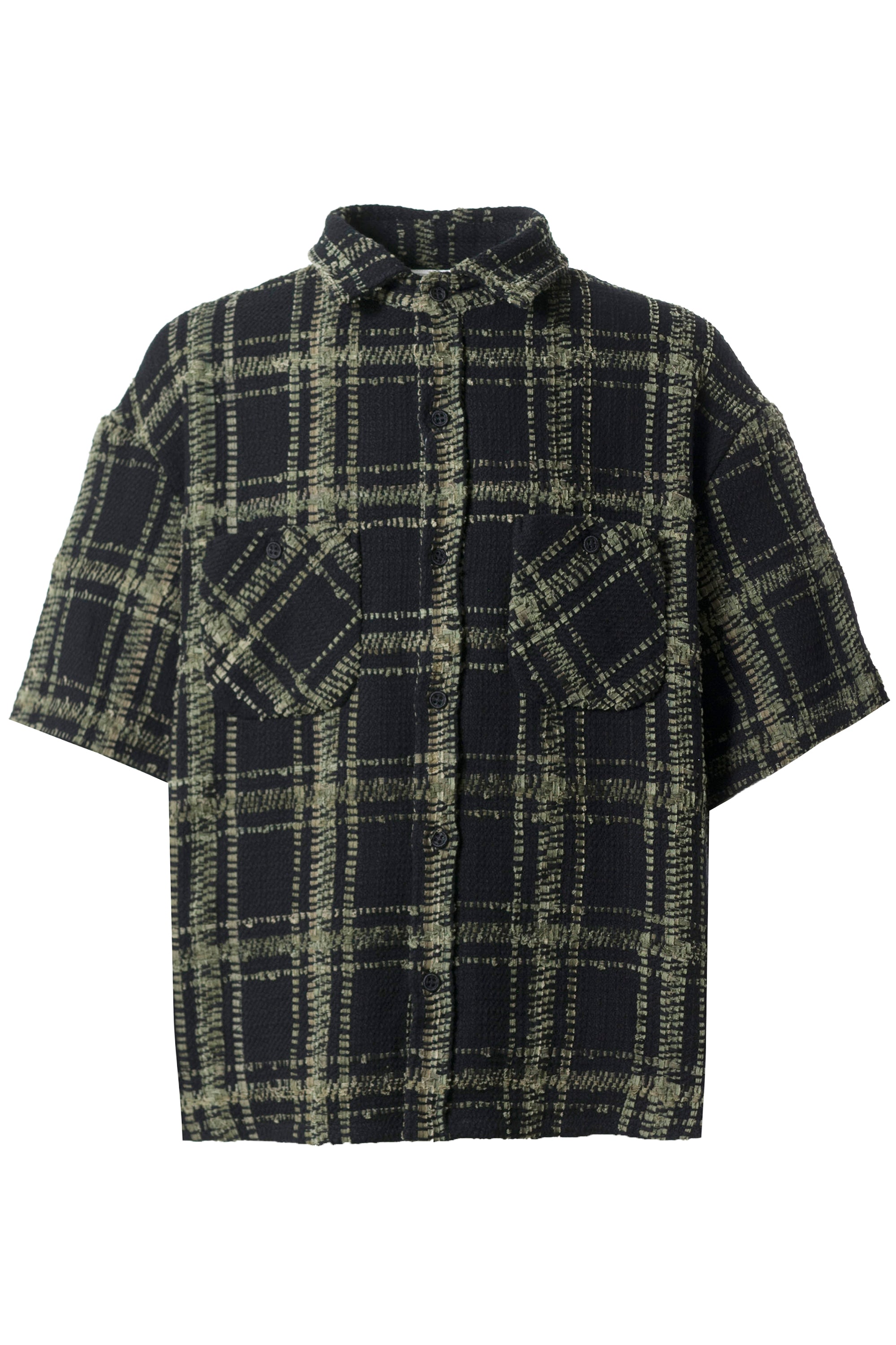 READYMADE SS23 CHECK TWEED HALFSHIRT / GRN - NUBIAN