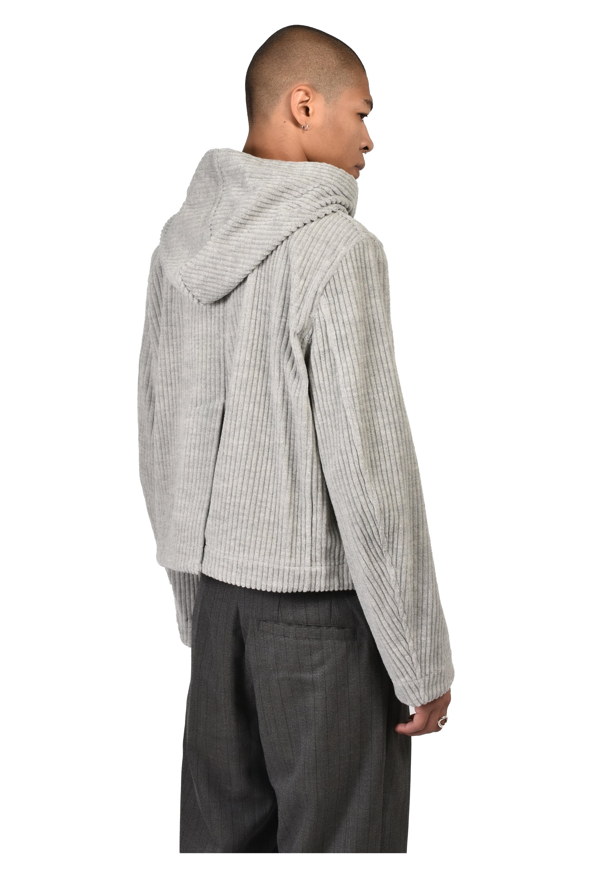 CORDUROY WORKER'S HOODED JACKET / HEATHER GRY