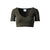 V NECK RIB KNIT CROPPED SWEATER / GRN