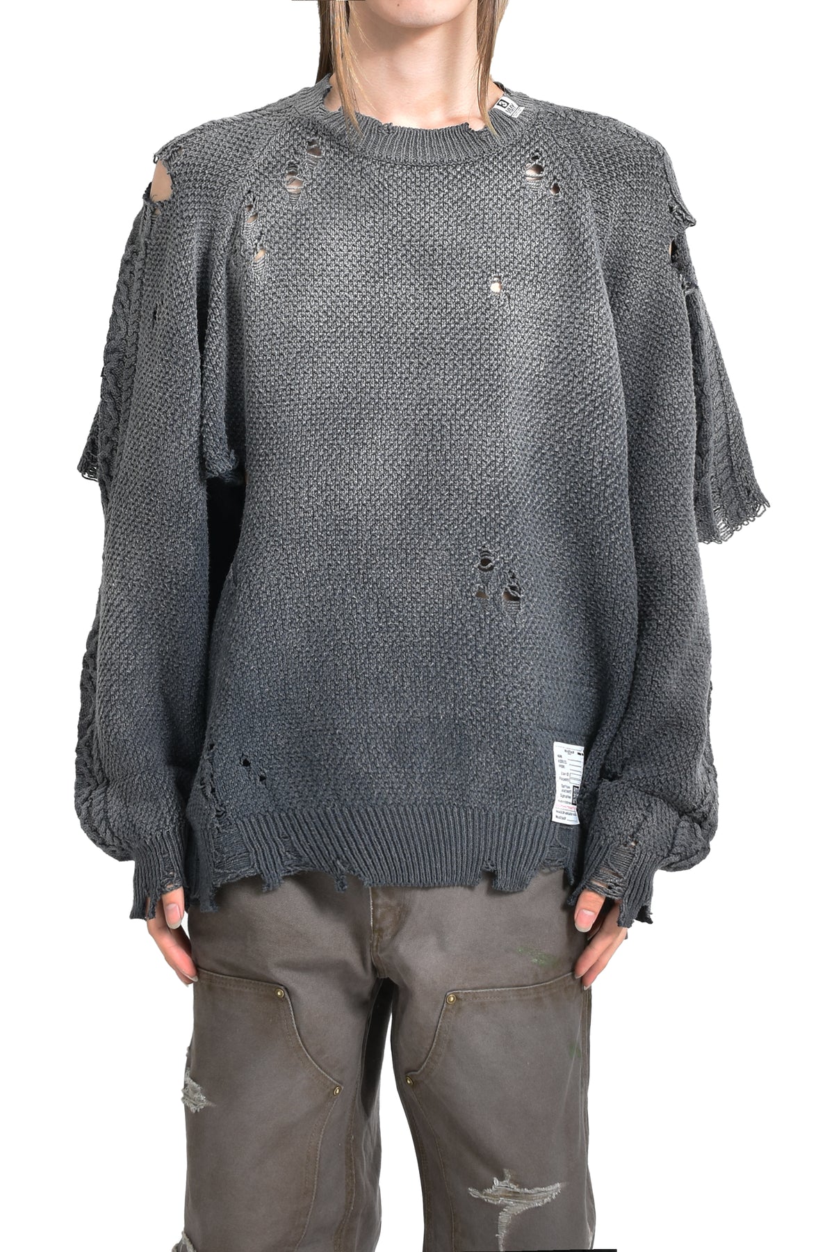 SUN FADED KNIT PULLOVER / BLK