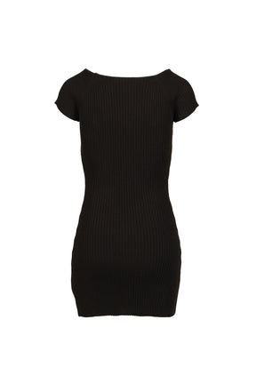 HALF REGLAN KNIT DRESS / BLK