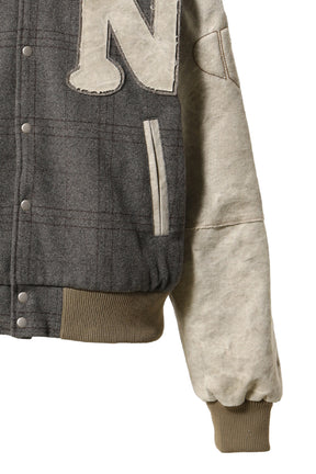 VARSITY MOTO JACKET GRY/BEI