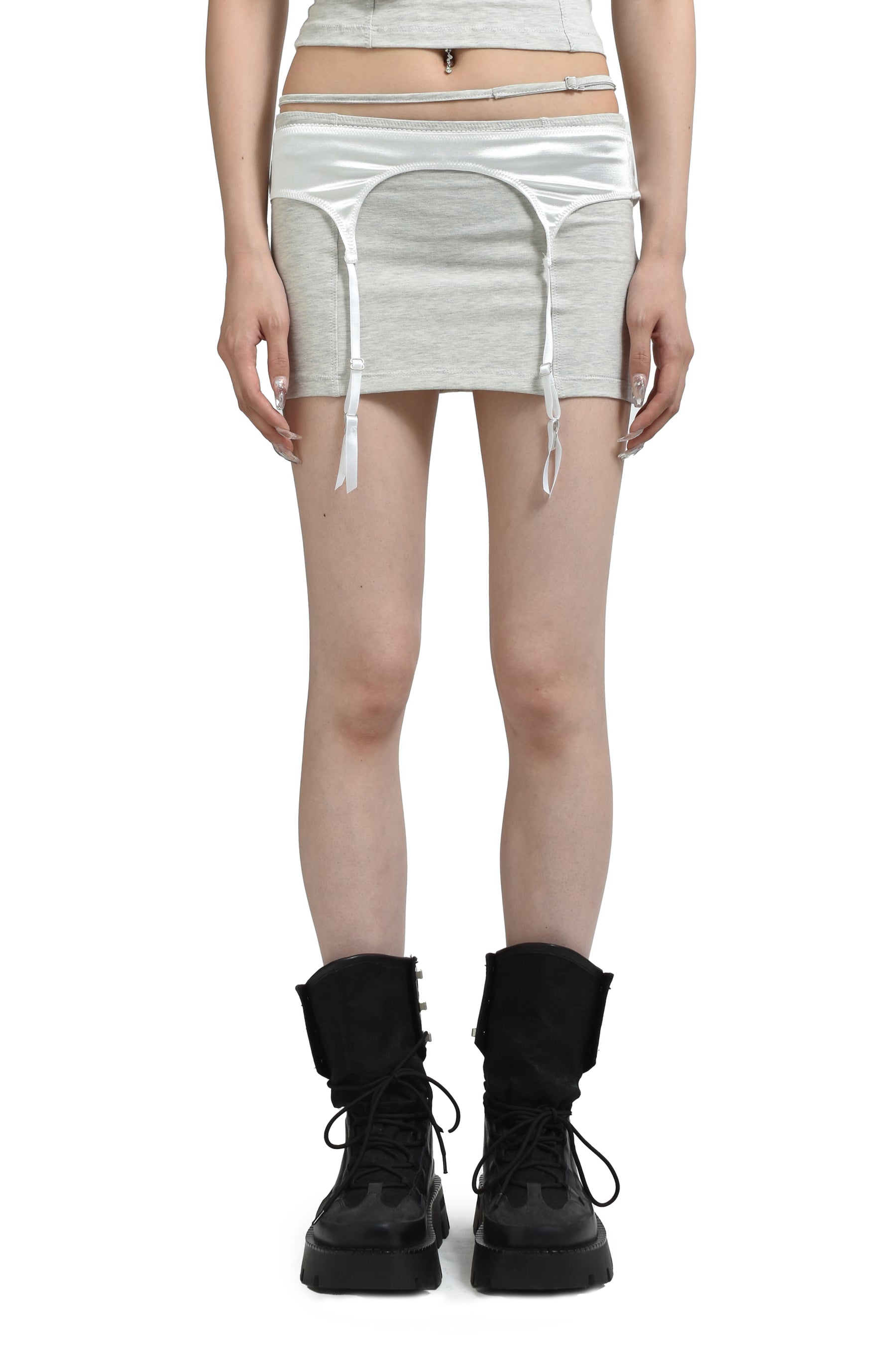 LAYERED UNDERWEAR MINI SKIRT / GRY