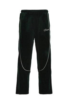BREATH SCRIPT LOGO PIPING VELOUR TRACK PANTS / KELLY