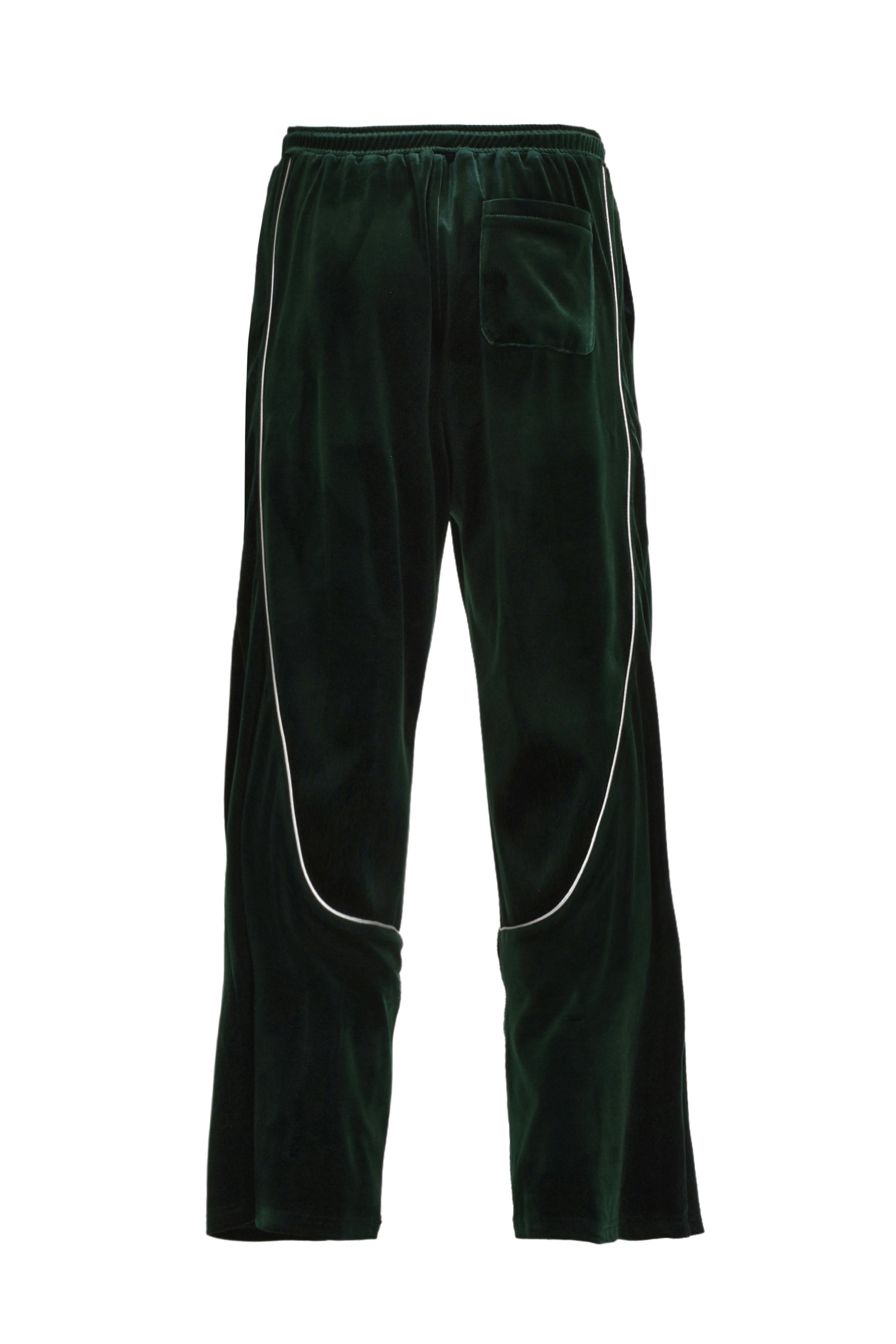 BREATH SCRIPT LOGO PIPING VELOUR TRACK PANTS / KELLY