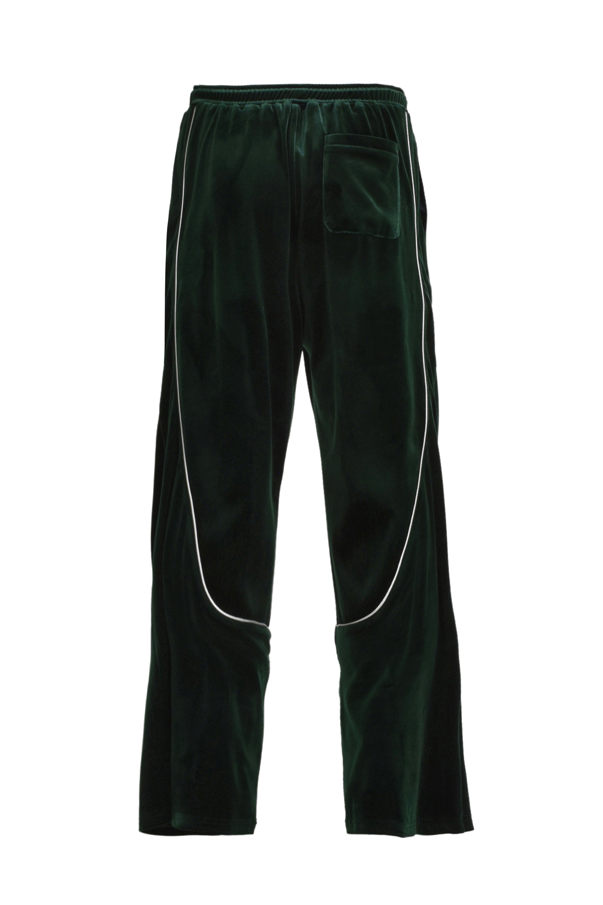 BREATH SCRIPT LOGO PIPING VELOUR TRACK PANTS / KELLY