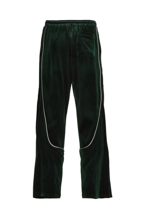 BREATH SCRIPT LOGO PIPING VELOUR TRACK PANTS / KELLY