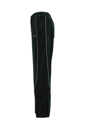 BREATH SCRIPT LOGO PIPING VELOUR TRACK PANTS / KELLY