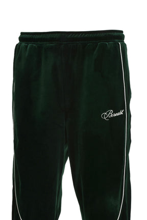 BREATH SCRIPT LOGO PIPING VELOUR TRACK PANTS / KELLY