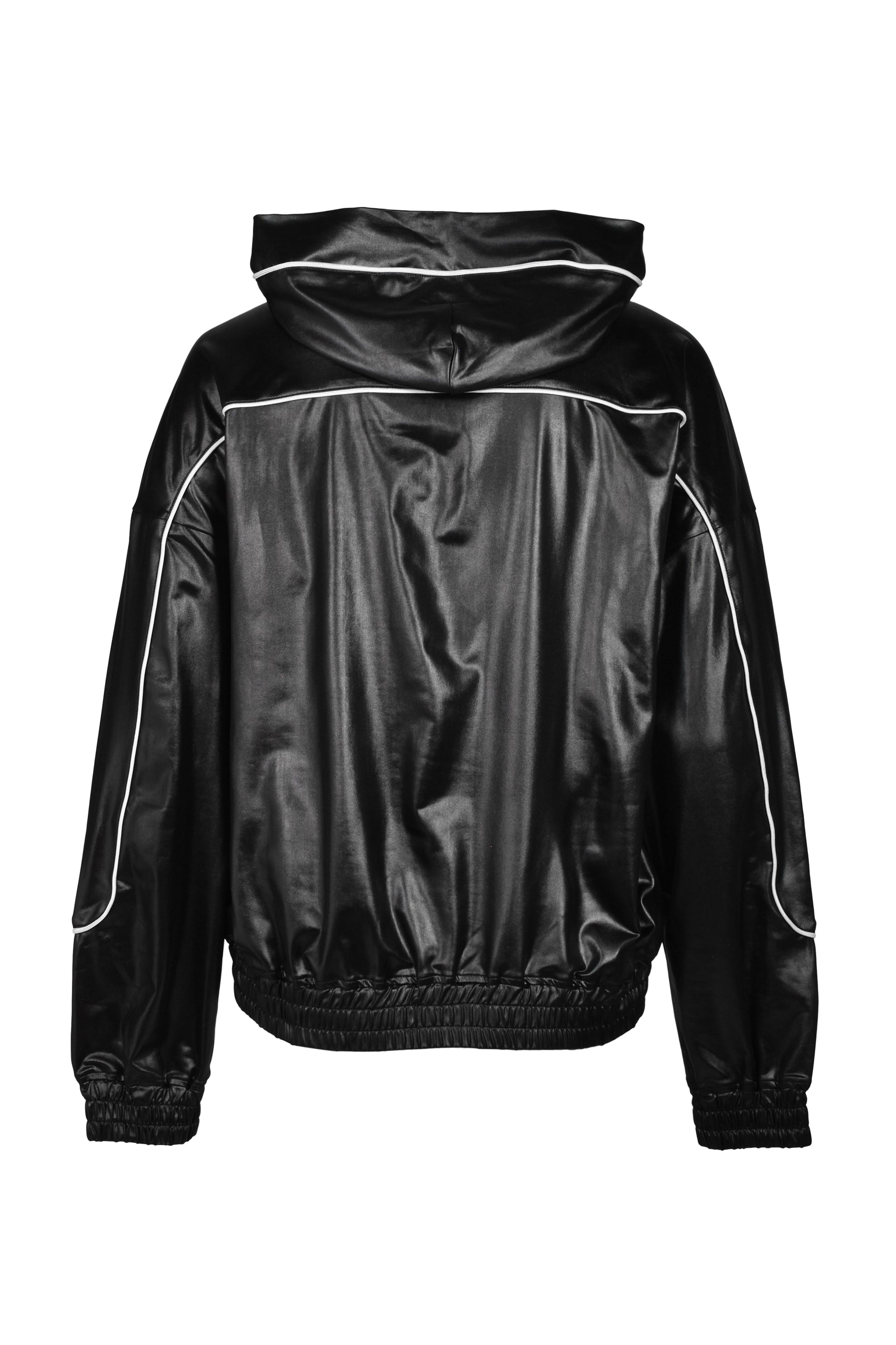 PIPING COATING HALF ZIP HOODIE / BLK