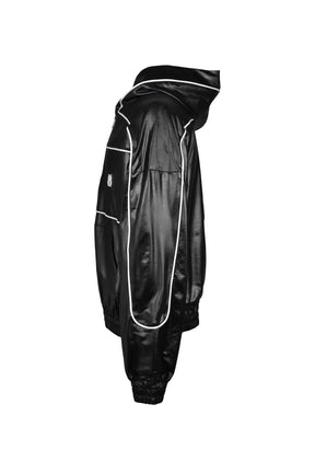 PIPING COATING HALF ZIP HOODIE / BLK